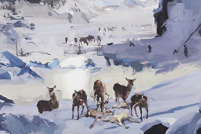 ANDREW MORROW | HERE TOO (DETAIL) | OIL AND ACRYLIC ON CANVAS | 90 x 78 INCHES | 2011