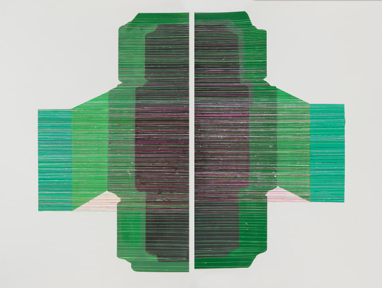 ANTONIETTA GRASSI | CHROMASTATIC 2 (DYPTICH) | ACRYLIC, INK ON PAPER | 30 X 45 INCHES | 2020