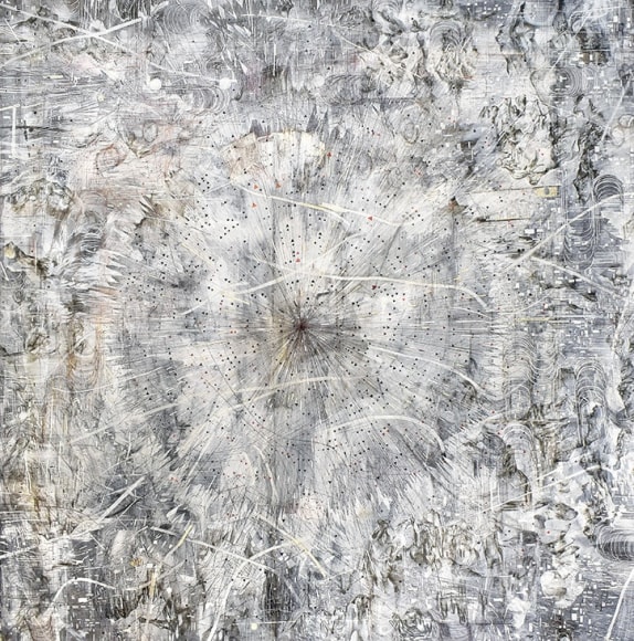 AMY SCHISSEL | CHECKPOINT | ACRYLIC, GRAPHITE, CHARCOAL AND INK ON PAPER | 98 X 98 INCHES | 2020