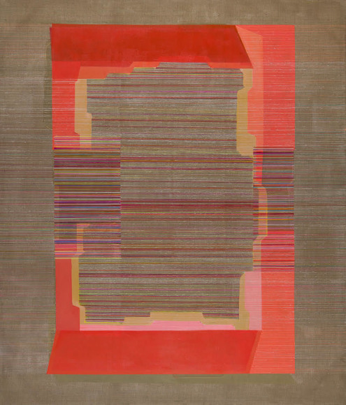 ANTONIETTA GRASSI | MEASURING UP | OIL, ACRYLIC, INK ON LINEN | 84 X 78 INCHES | 2018