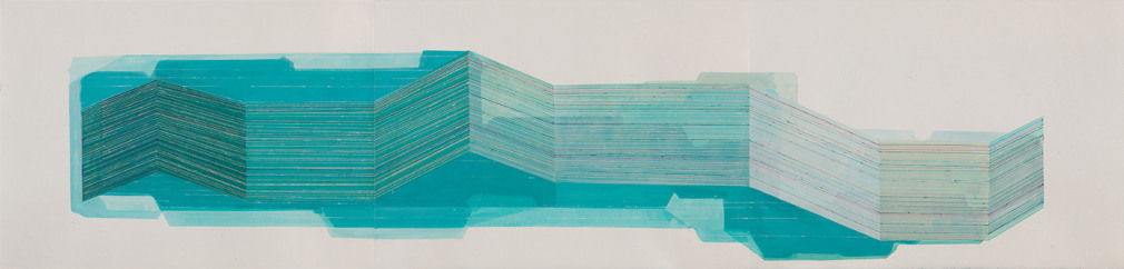 ANTONIETTA GRASSI | SUBMERGING | ACRYLIC, INK ON PAPER | 30 X 90 INCHES | 2018