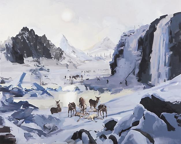 ANDREW MORROW | HERE TOO | OIL AND ACRYLIC ON CANVAS | 90 x 78 INCHES | 2011