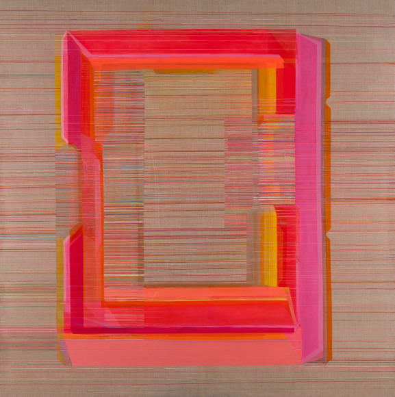 ANTONIETTA GRASSI | CODE BREAKER (HOMMAGE &Agrave; JOAN CLARKE) | ACRYLIC, OIL, INK ON BELGIAN LINEN | 84 X 84 INCHES | 2021