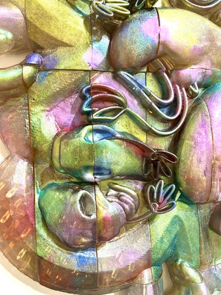 GRACELEE LAWRENCE | CLOSE UP | SPINNING FOR GAIN OR STATUS | 3D PRINTED RESIN, PIGMENT, PAINT, ACRYLIC | 30 X 30 INCHES | 2023