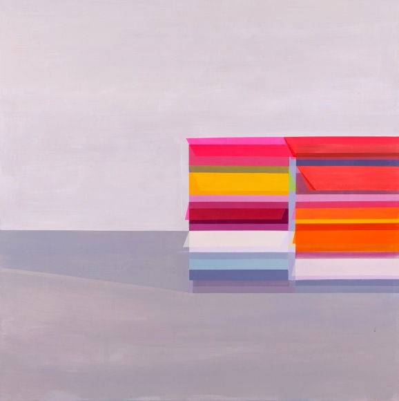 ANTONIETTA GRASSI | FLIP FLAP FREIGHT | OIL AND INK ON CANVAS | 48 X 48 INCHES | 2020, &nbsp;