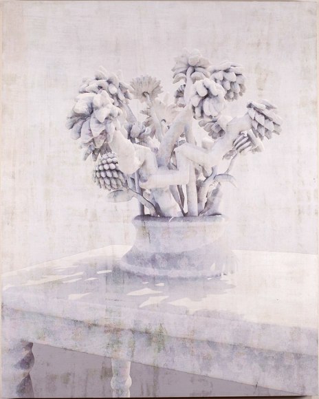 CLAUDIA HART | THE RUINS SERIES,CLAUDIA HART, THE STILL LIFE OF HENRI FAINTIN LATOUR | ACRYLIC GOUACHE, PIGMENT IN RESIN, SANDED PAINTING OF THE SAME, ASH PANEL, PINE FRAME | 24 X 30 X 2.5 INCHES | 2023