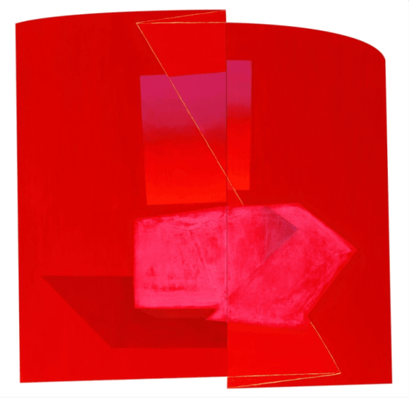 LESLIE SMITH III | FIVE SIDED DISPOSITION | HUILE SUR TOILE FAÇONNÉE | 53 X 50 POUCES | 2016