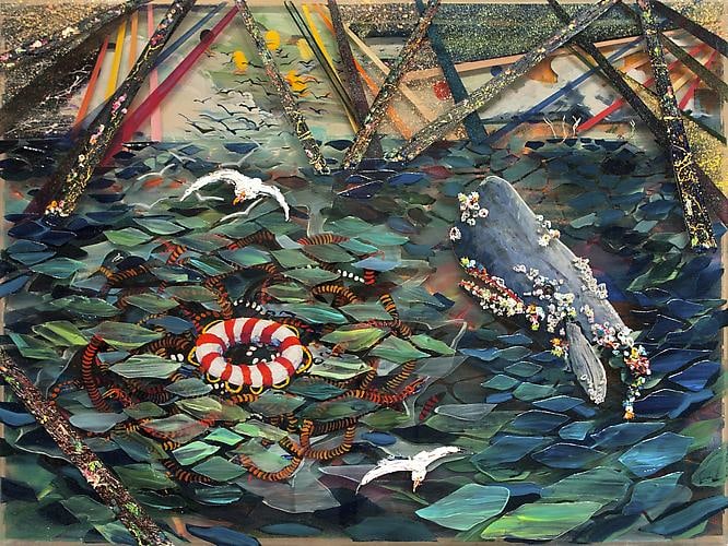 DAVE AND JENN | IN THE END, DON’T WORRY ABOUT ME, I DON’T NEED YOU | ACRYLIC, OIL AND RESIN | 15 X 20 INCHES | 2011