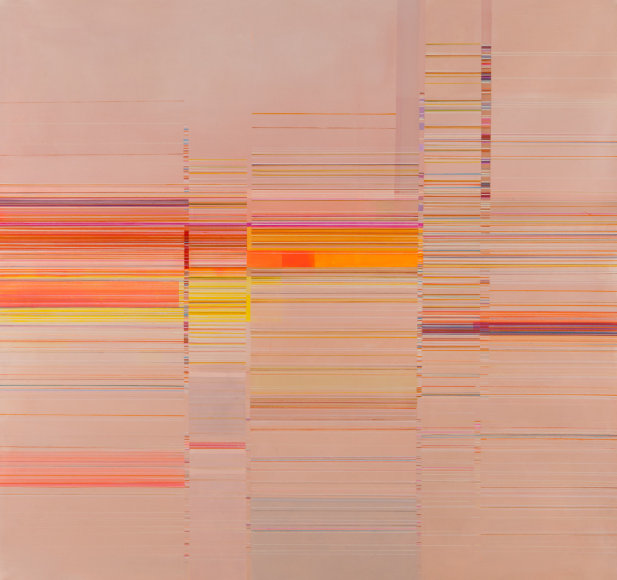 ANTONIETTA GRASSI | SUNSET GLITCH | OIL, INK ON CANVAS | 62 X 59 INCHES | 2021