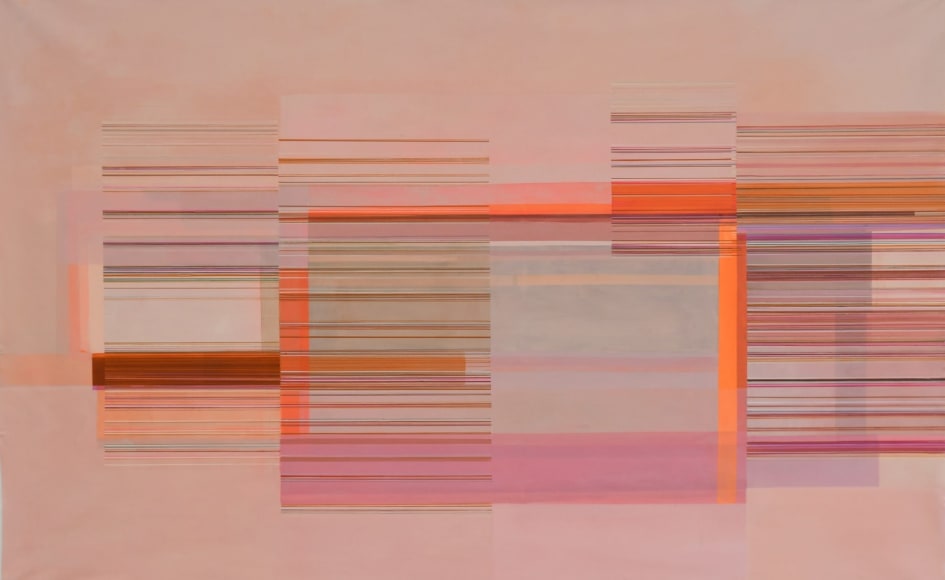 ANTONIETTA GRASSI | DAWN GLITCH | HUILE, ENCRE SUR TOILE | 60 X 94 POUCES | 2021