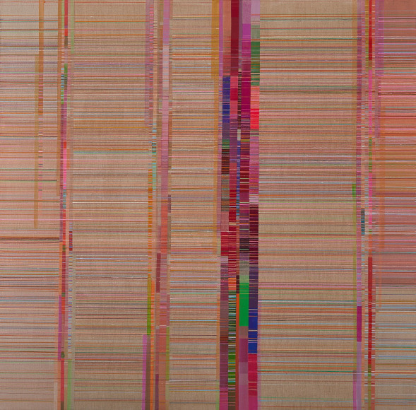 ANTONIETTA GRASSI | COMPILER 3.0 | OIL, ACRYLIC, INK ON LINEN | 61 X 61 INCHES | 2022