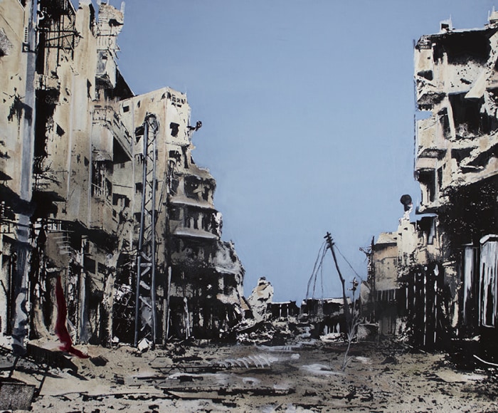 DELPHINE KIM THÉRIAULT DE CARRUFEL | SYRIA RUINS | OIL AND DIGITAL PRINT ON CANVAS | 40 X 48 INCHES | 2017