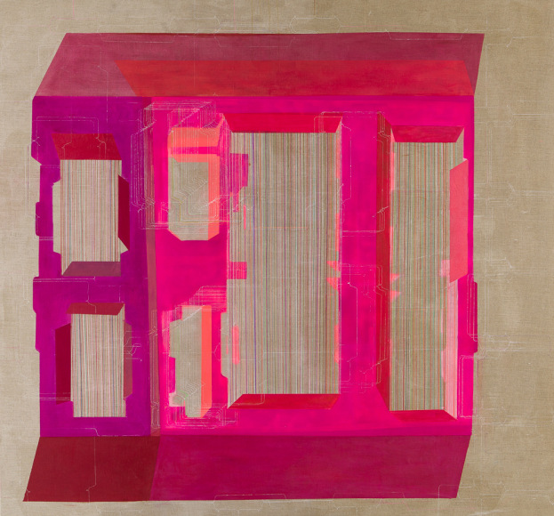 ANTONIETTA GRASSI | LIMINAL SPACES | ACRYLIC AND INK ON LINEN | 84 X 78 INCHES | 2018