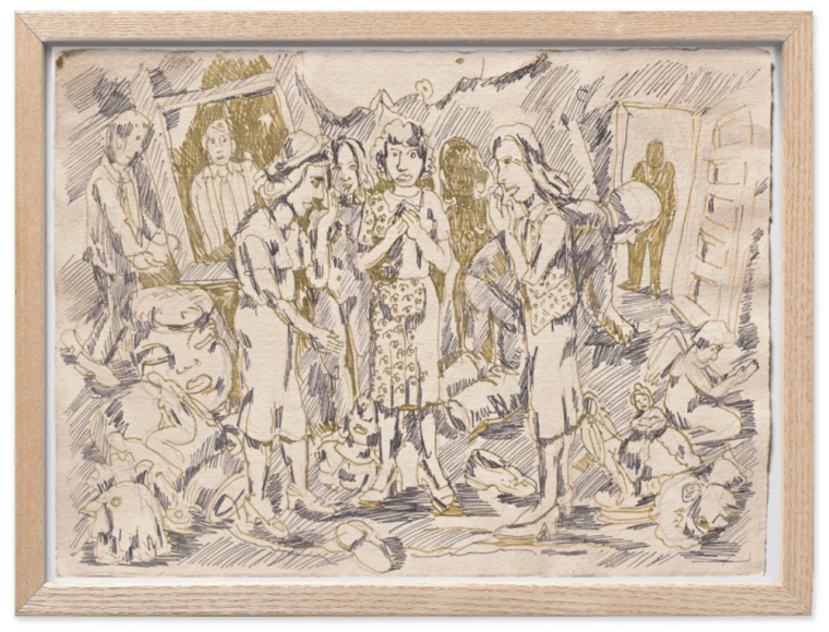 Viola Frey Untitled (Sketch with Three Grandmother Figures), 1981-84