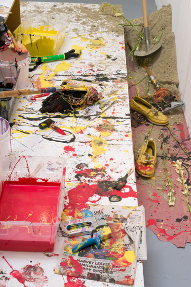 Installation view of Los Super Elegantes "I Am The Door"