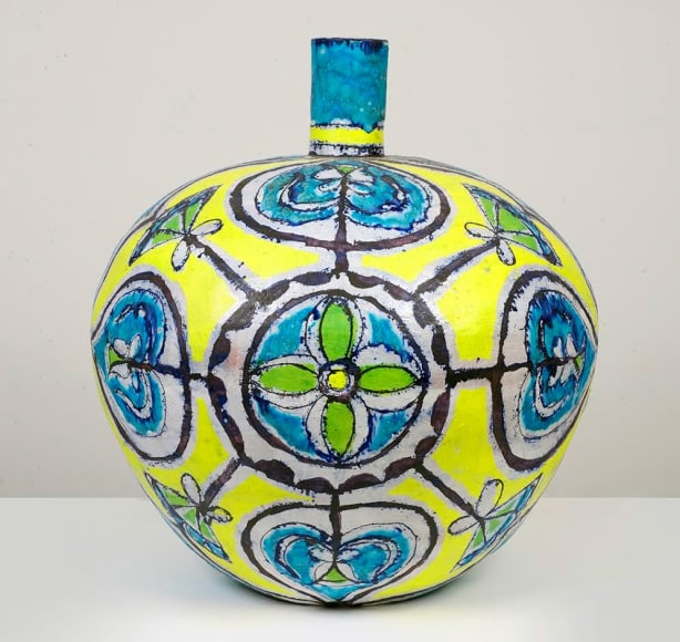 Elisabeth Kley Large Round Turquoise &amp;amp; Yellow Bottle, 2013