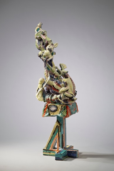 Viola Frey Untitled (Bricolage with Head on Pedestal and Bunny), 1982-1987