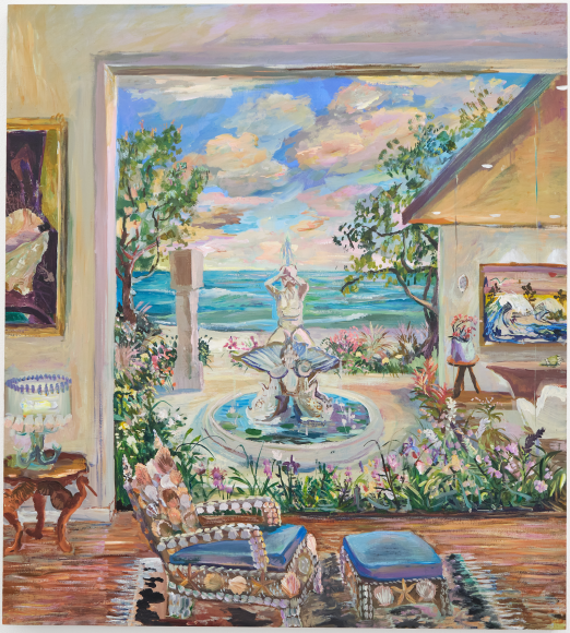 Johnny DeFeo, Private Beachfront with Shell Chair and Neptune fountain, 2025