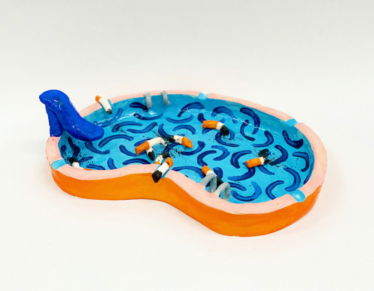 Jake Clark, Hockney pool with water slide, 2022