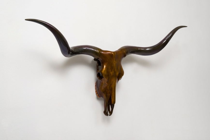 Untitled, 2015 Urethane and gold leaf on bone