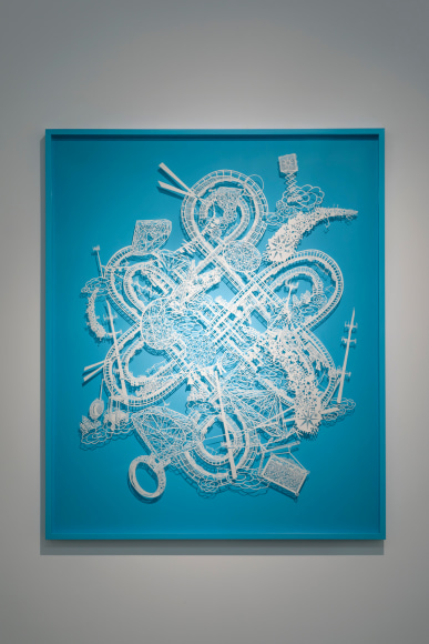 Love Knot - Figure Skater, 2015, Cut paper, Chinese xuan (rice) paper on silk