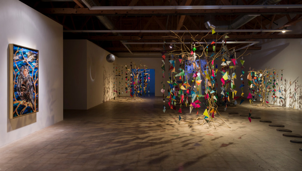 Installation view of Marnie Weber "Chapel of the Moon"
