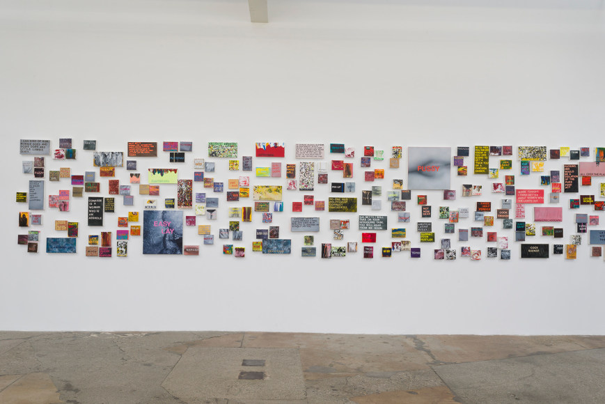 Installation view of Betty Tompkins Sex Works / WOMEN Words, Phrases and Stories