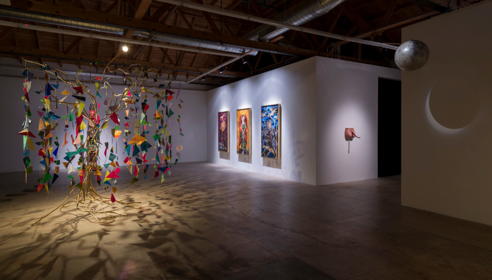 Installation view of Marnie Weber "Chapel of the Moon"