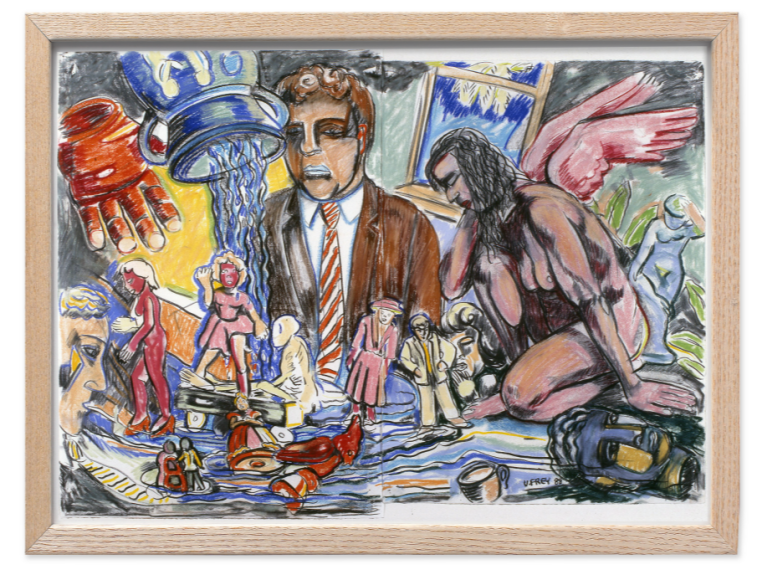 Viola Frey Artist's Mind/Studio/World: Man in Brown Suit and Pink Angel, 1988