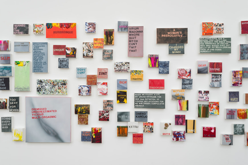 Installation view of Betty Tompkins Sex Works / WOMEN Words, Phrases and Stories