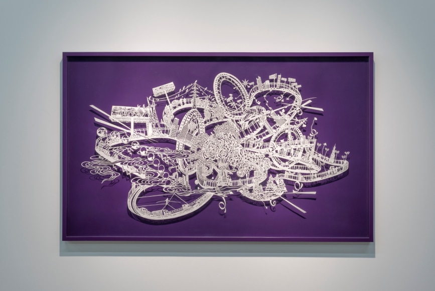 The Tightrope Walker, 2015, Cut paper, Chinese xuan (rice) paper on silk