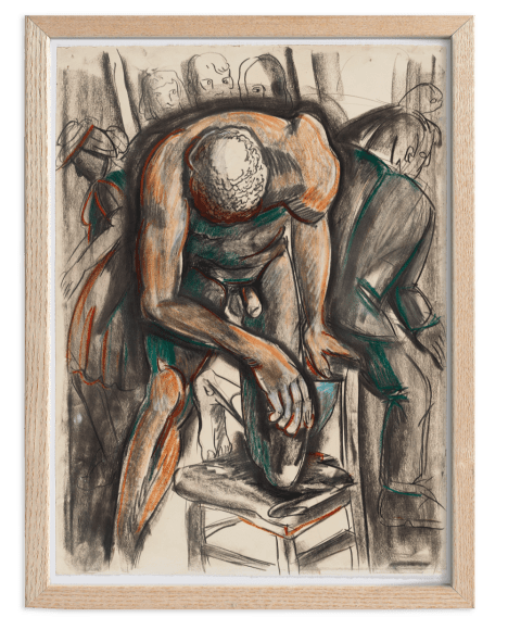 Viola Frey Nude Man with Knee on Chair, 1987-88