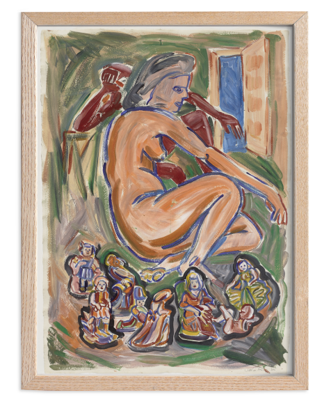 Viola Frey Untitled (Seated Nude and Figurines), 1985