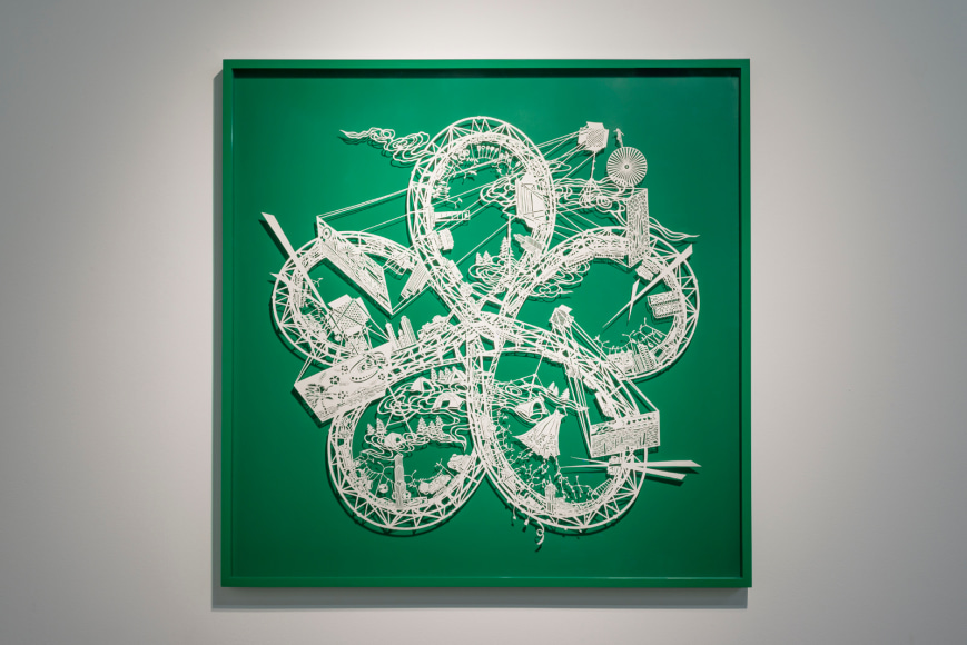Flower Knot - The Moon Cyclist, 2015, Cut paper, Chinese xuan (rice) paper on silk