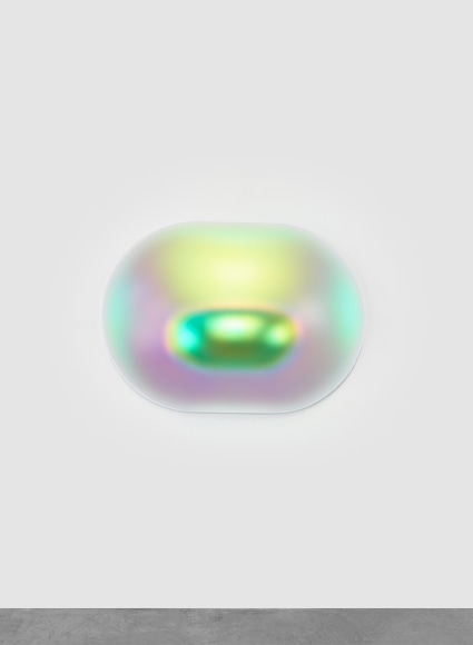 Oblate Ellipse (Aqua Blue), 2018, Blow-molded acrylic