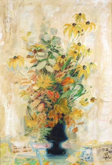 Le Pho Vietnamese Bouquet of Flowers Oil on Canvas