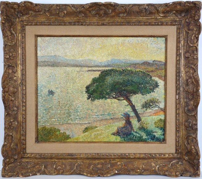 Yvonne Canu French Girl by the Shore Oil on Canvas