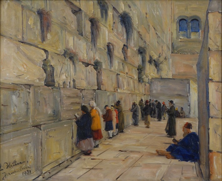 Ludwig Blum Oil on Canvas Wailing Wall, Jerusalem