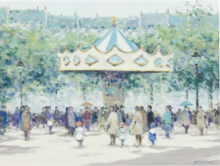 Andre Gisson Carousel Oil on Canvas