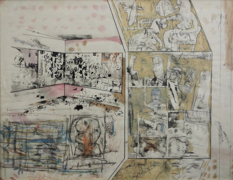 Yair Garbuz Israeli Untitled 1972 Mixed Media Drawing