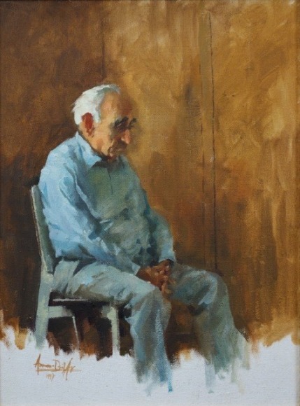 Amon David Ar Israeli Portrait of My Teacher (Oswald Adler) Oil on Canvas