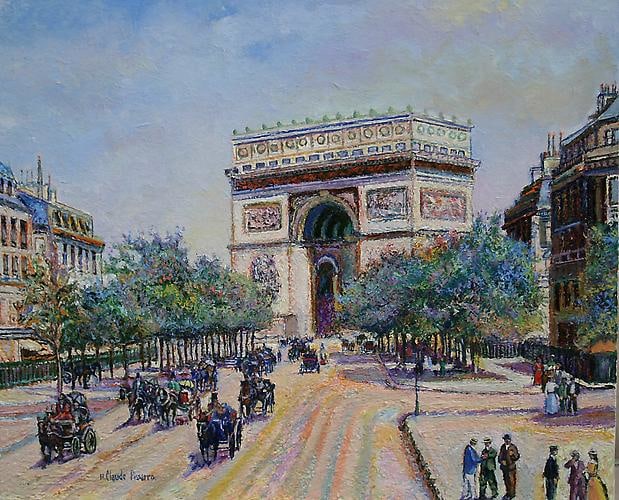 Hugues Claude Pissarro Les fiacres de l'Etoile Oil on canvas Signed