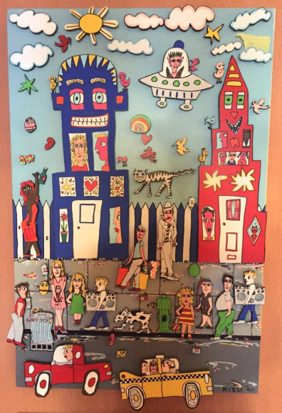 James Rizzi Movin' On 1990 3D with Magnets Magnetic Pieces