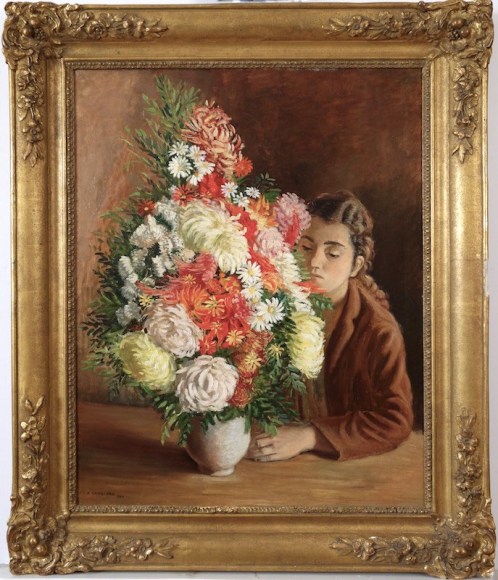 Andre Hambourg Le bouquet indig&egrave;ne Oil on Canvas 1935