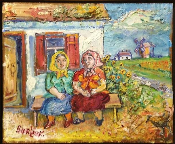 David Burliuk Peasant Women oil Signed