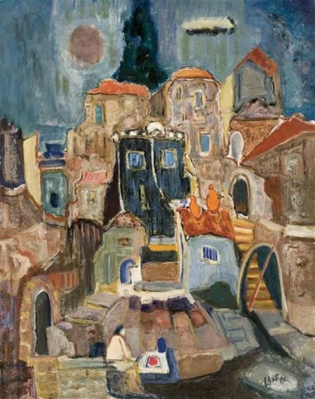 Mordechai Levanon Safed Oil on Canvas Israel Israeli