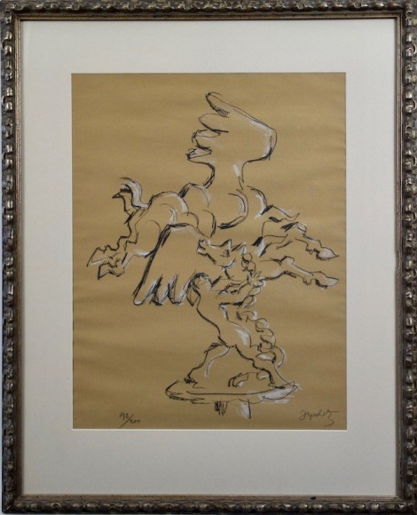 Jacques Lipchitz American born Lithuania (1891 -1973) Bellerophon Taming Pegasus circa 1968 Lithograph on Paper H 23.5” x W 18” (sight size) Signed Lower Right – “Lipchitz” Inscribed Lower Left – 192/200”