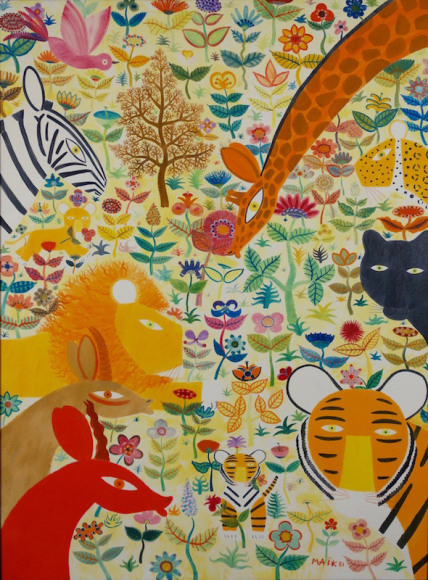 Henri Maik French Dans un Jardin Oil on Canvas