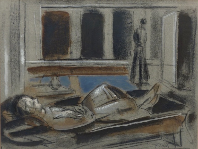 Joseph Floch Reclining Figure Charcoal on Paper