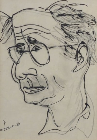 Marcel Janco Drawing Portrait of Mordecai Ardon